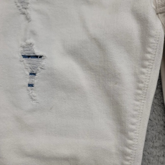 White House Black Market Jeans Womens 4 White Straight Distressed Ripped Cropped - Picture 5 of 15